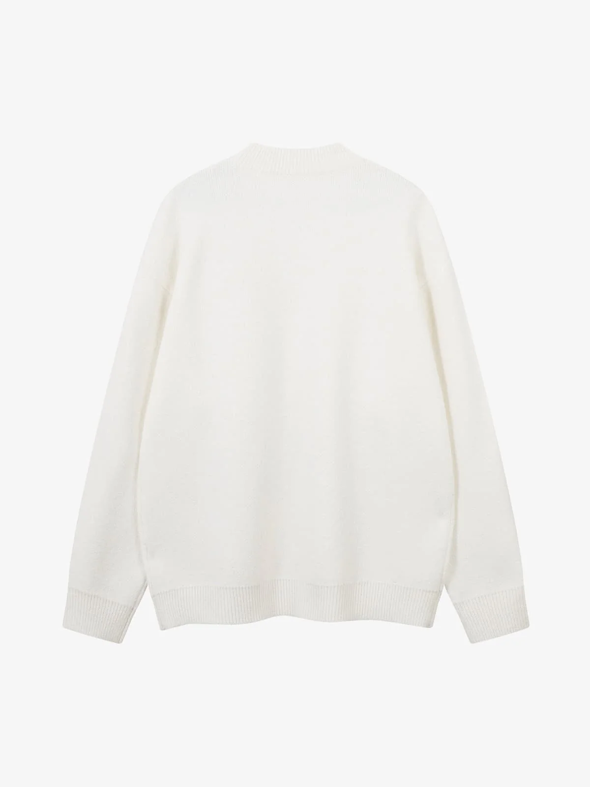Retro Fuzzy Letter Patch Textured Knit Sweater - Image 4