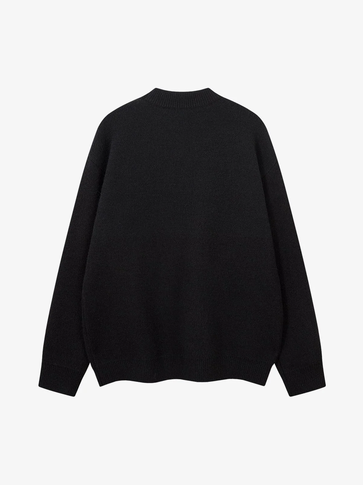 Retro Fuzzy Letter Patch Textured Knit Sweater - Image 5