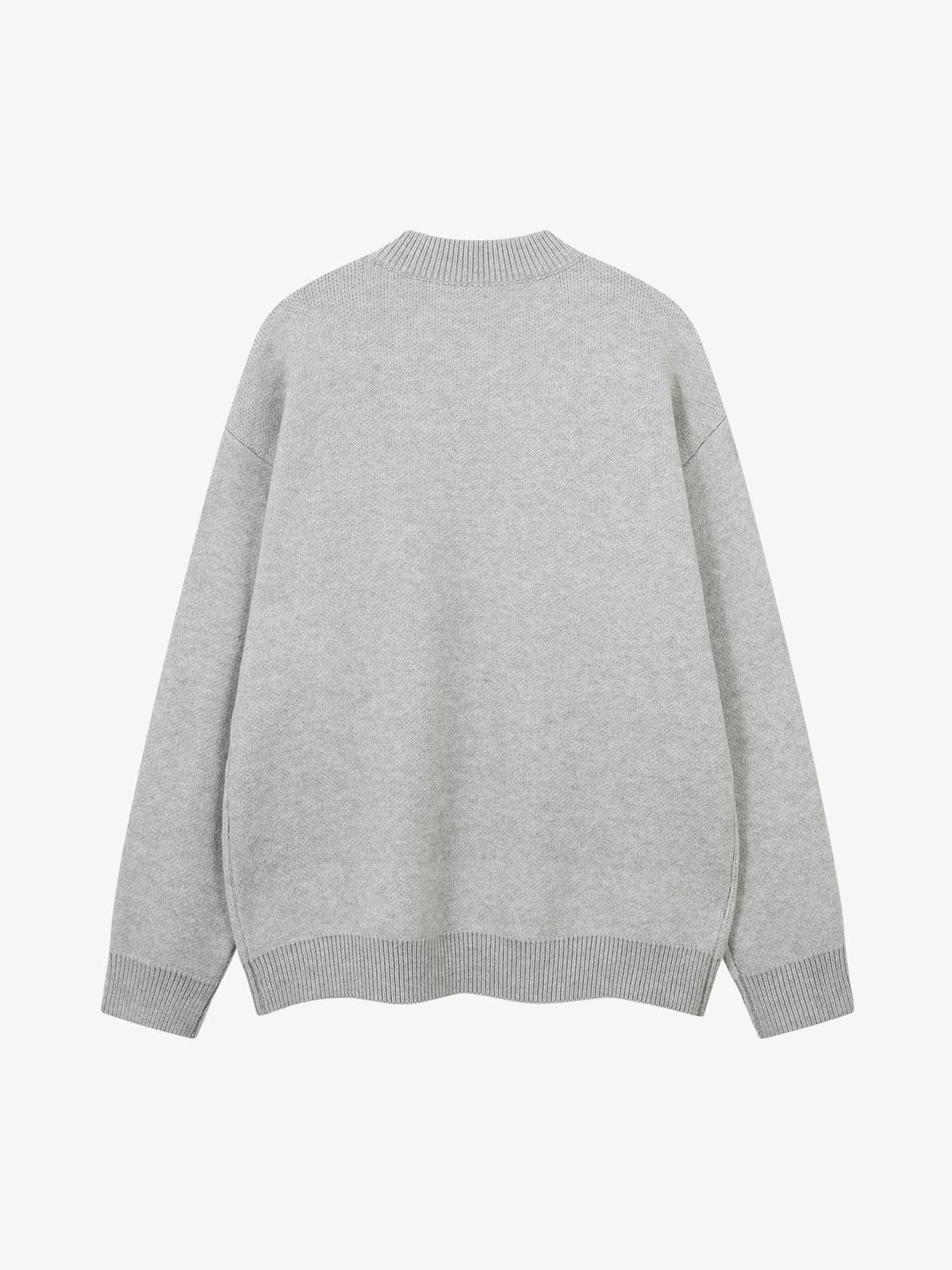 Retro Fuzzy Letter Patch Textured Knit Sweater - Image 6