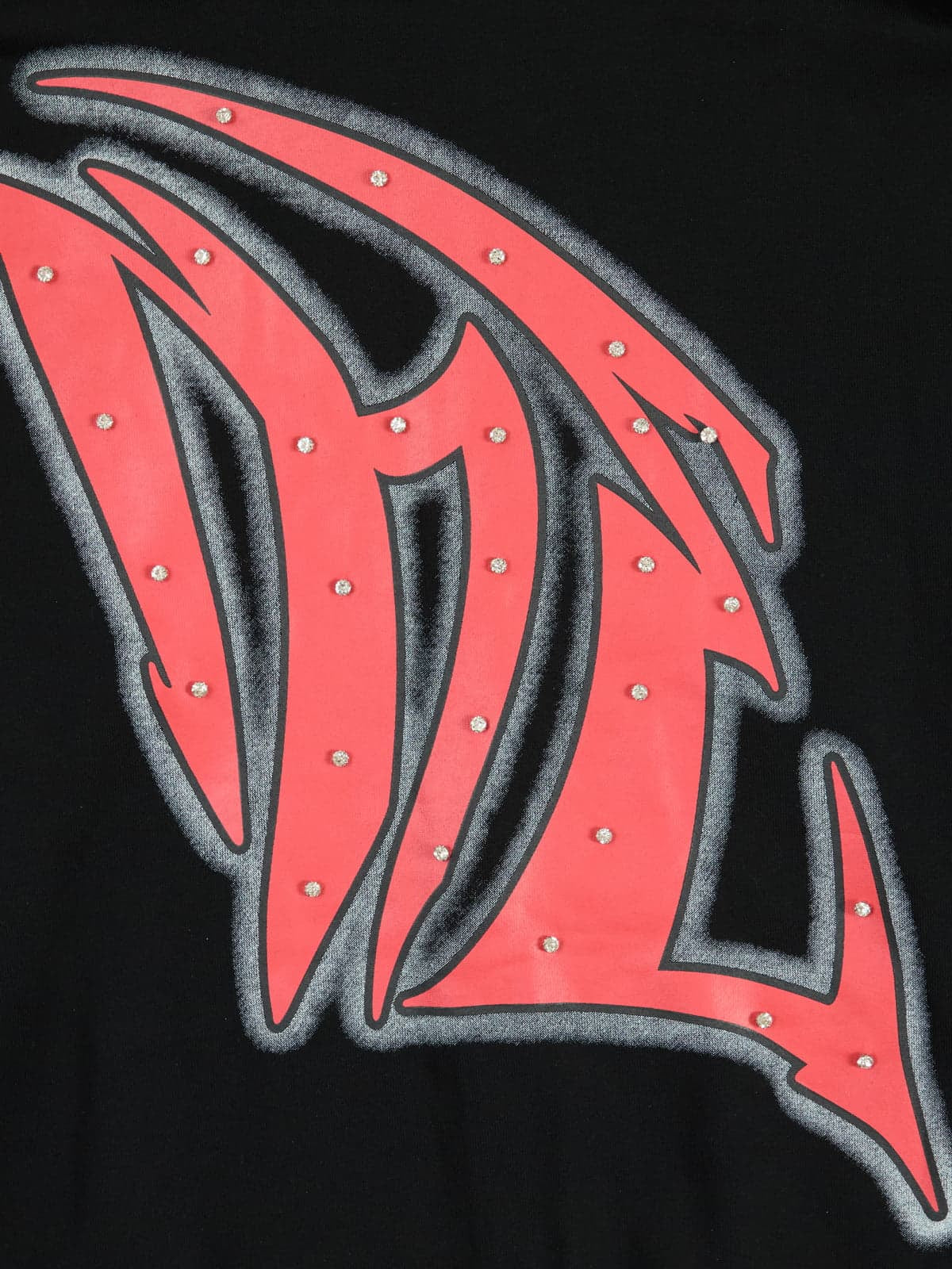 Retro Gothic Print Rhinestone Zip-Up Hoodie - Image 9