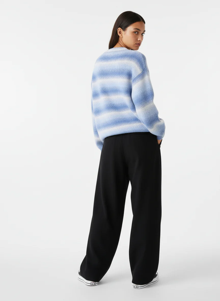 Retro Gradient Stripe Jacquard Sweater - Image 2