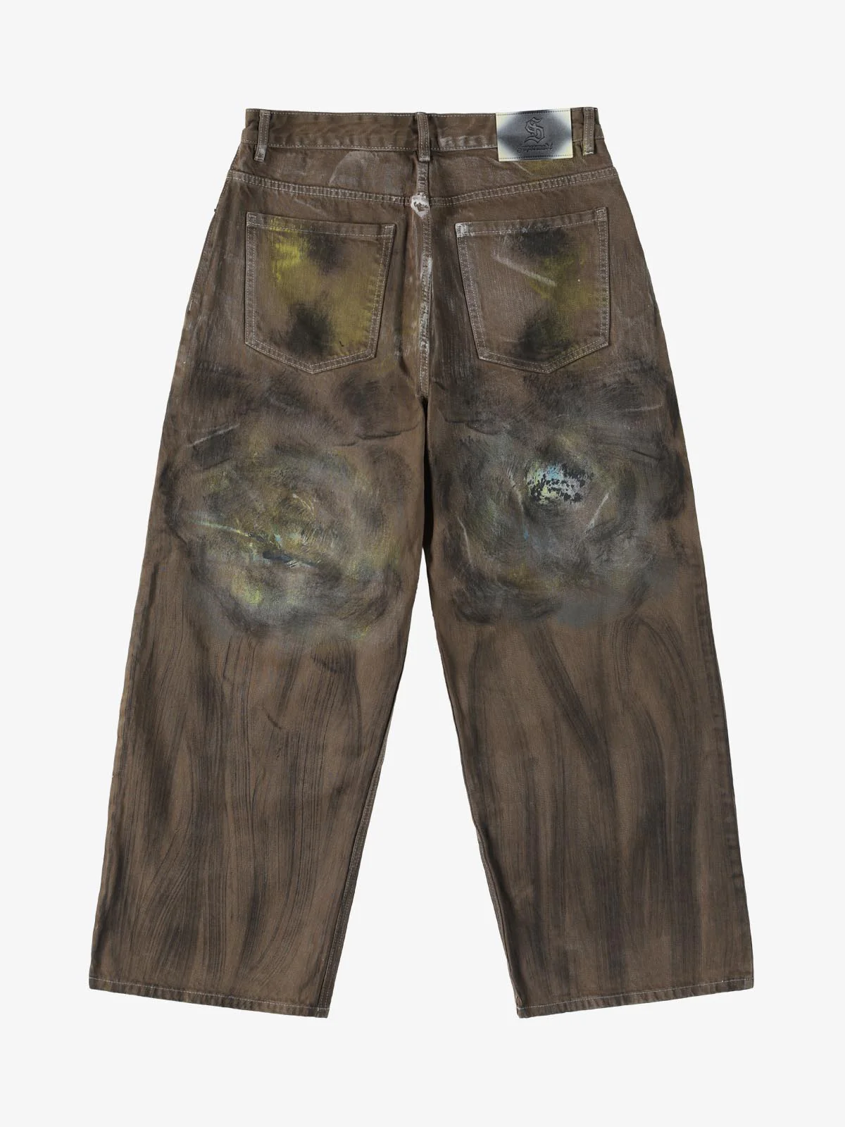 Retro Graffiti Painted Distressed Wide-Leg Jeans - Image 2