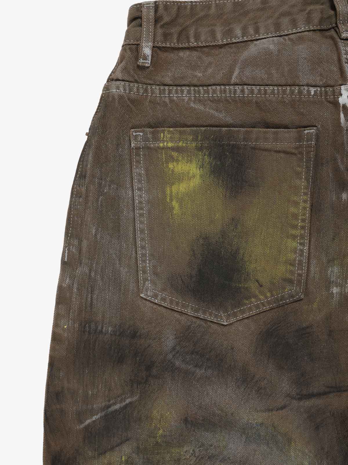 Retro Graffiti Painted Distressed Wide-Leg Jeans - Image 7