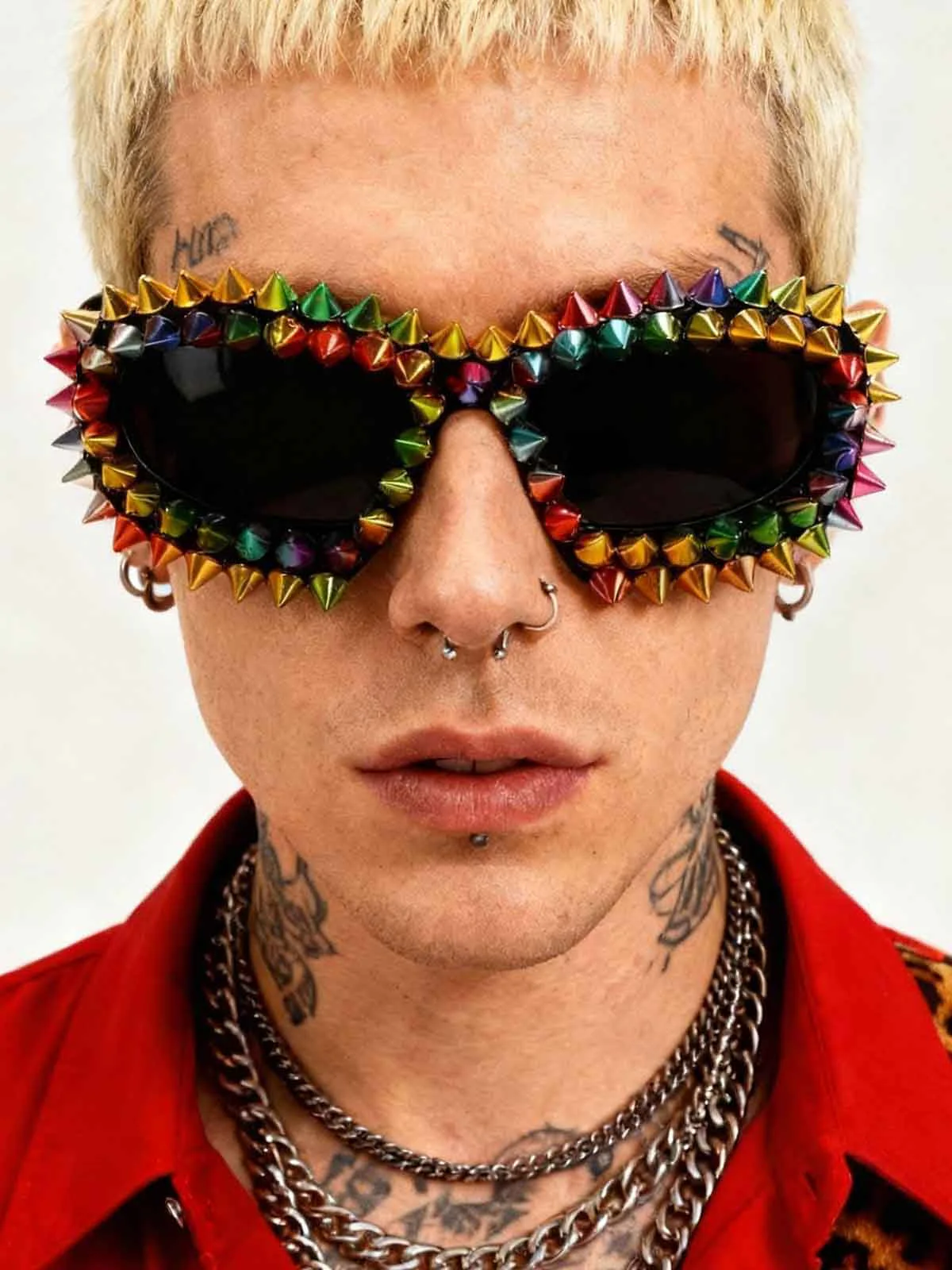 Retro High-Street Multicolor Spike Studded Sunglasses - Image 5