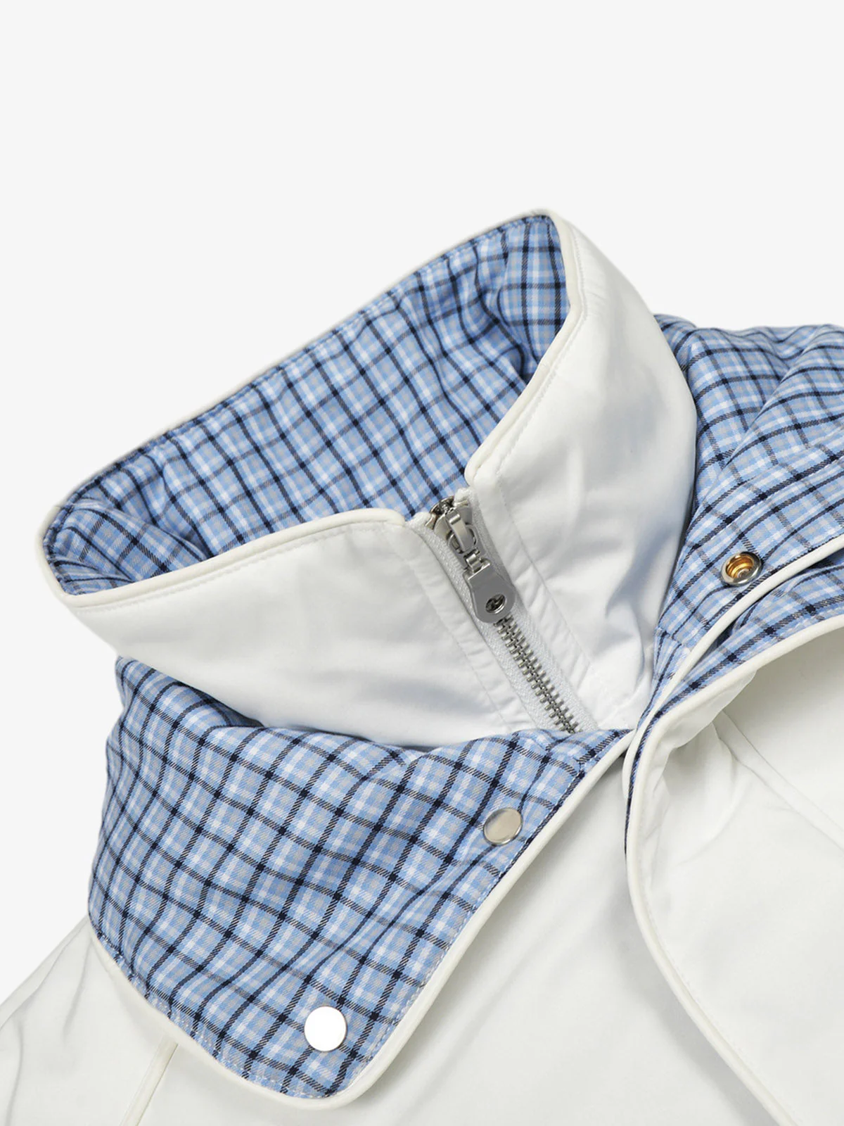 Retro Layered Look Plaid Collar Padded Jacket - Image 14