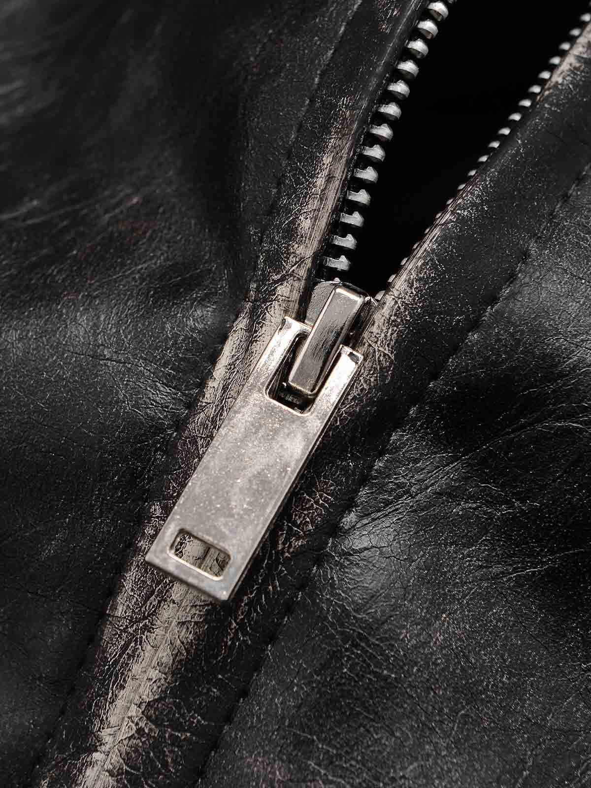 Retro Leather Stand-Collar Elastic Hem Jacket - Image 10