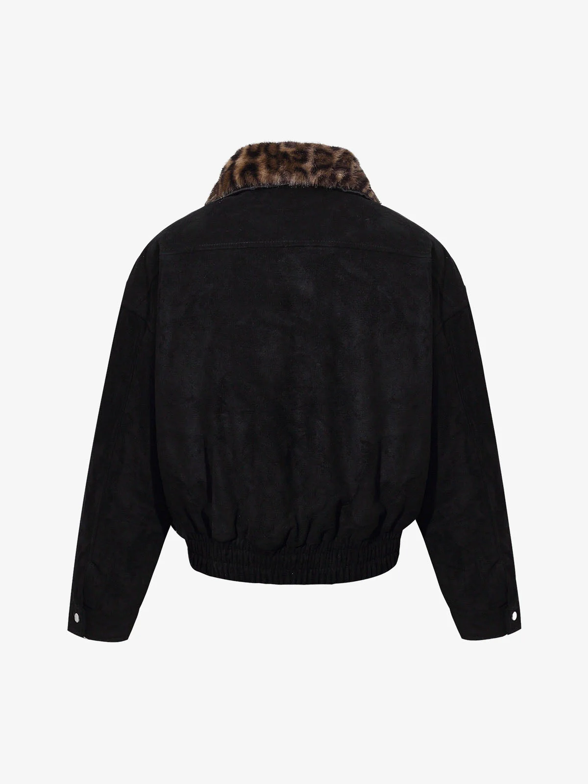 Retro Leopard Fur Collar Padded Bomber Jacket - Image 7