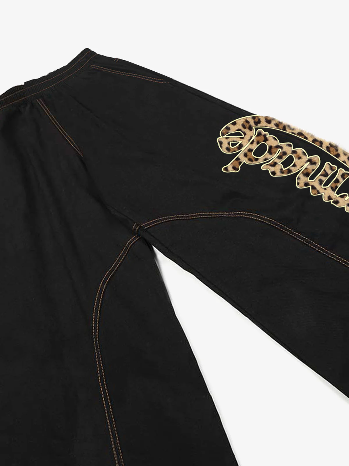 Retro Leopard Logo Wide-Leg Cropped Pants - Image 3