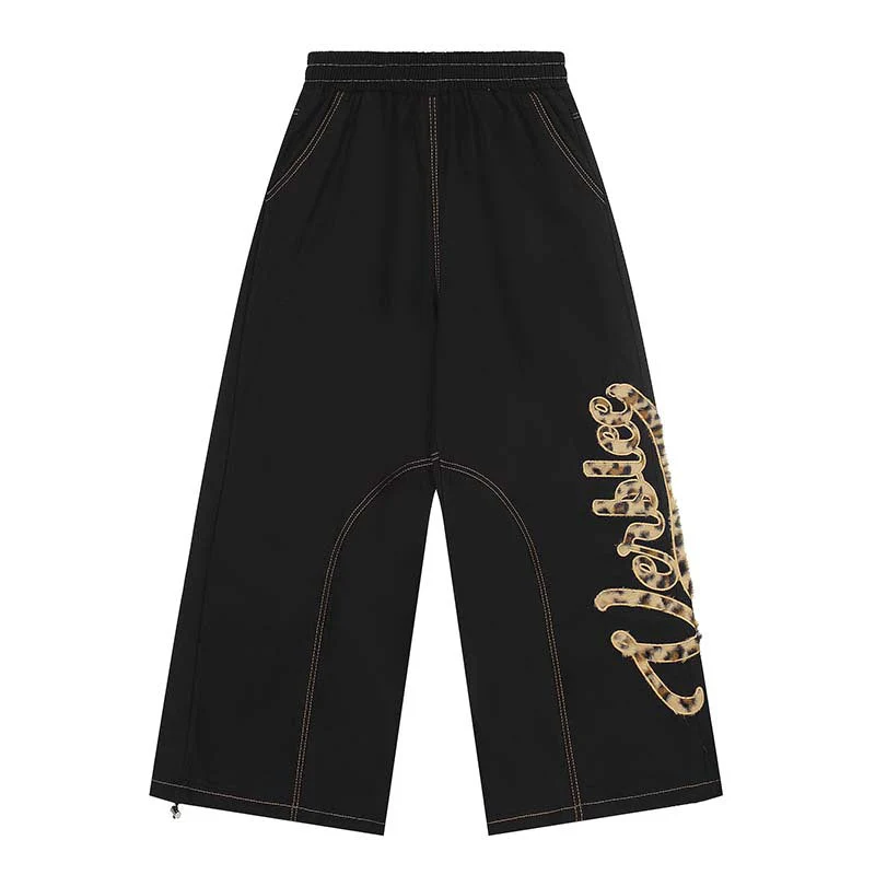Retro Leopard Logo Wide-Leg Cropped Pants - Image 7