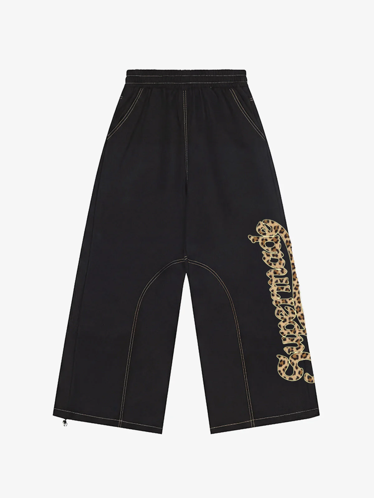 Retro Leopard Logo Wide-Leg Cropped Pants - Image 8