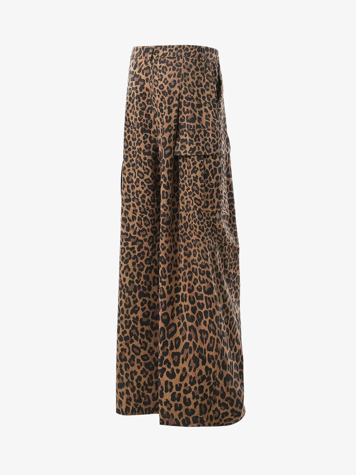 Retro Leopard Print Pleated Pocket Casual Pants - Image 7