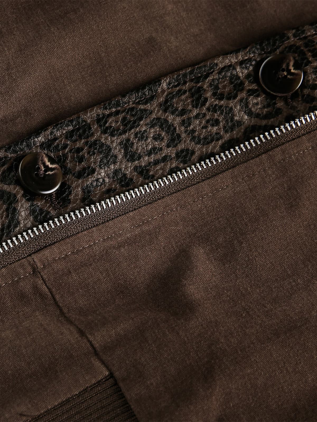 Retro Leopard PU Patchwork Faux Layered Jacket - Image 13