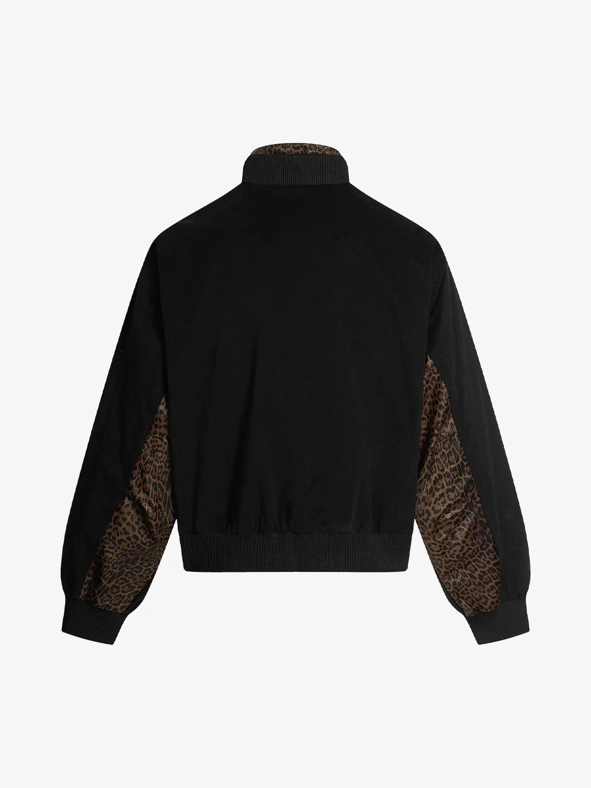 Retro Leopard PU Patchwork Faux Layered Jacket - Image 7