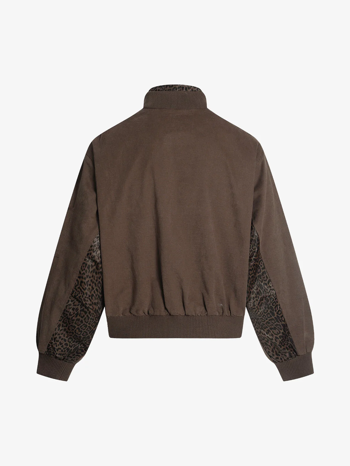 Retro Leopard PU Patchwork Faux Layered Jacket - Image 8