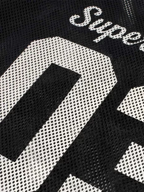 Retro Mesh Panel Number Print Contrast Stitch Jersey T-Shirt - Image 13