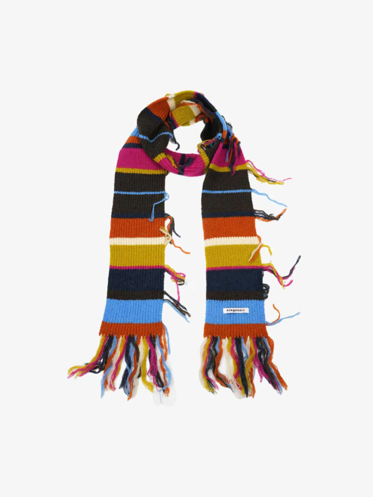Retro Multicolor Striped Knit Beanie Scarf Set - Image 3
