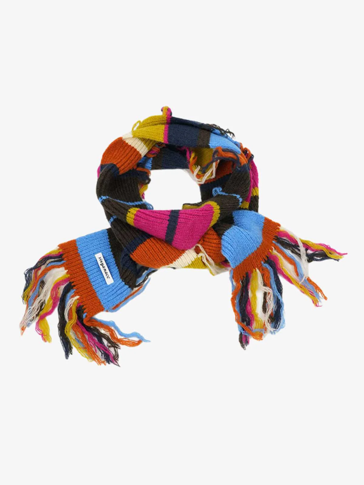 Retro Multicolor Striped Knit Beanie Scarf Set - Image 4