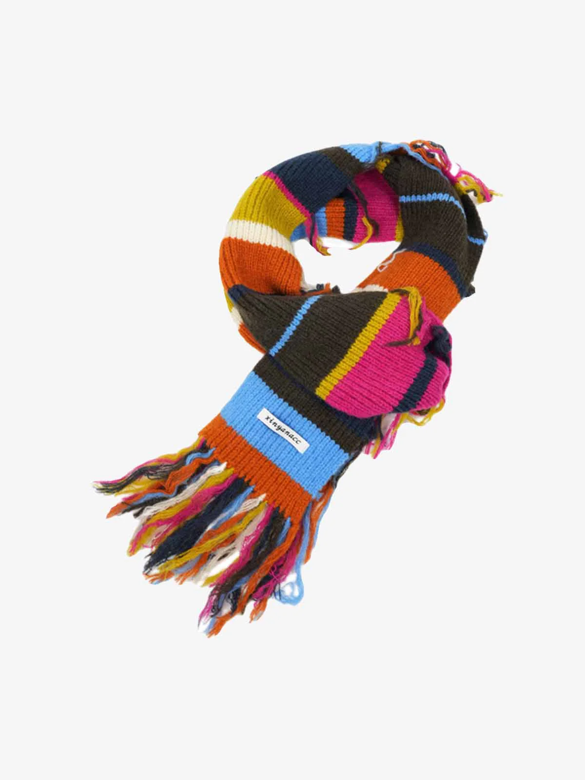 Retro Multicolor Striped Knit Beanie Scarf Set - Image 5