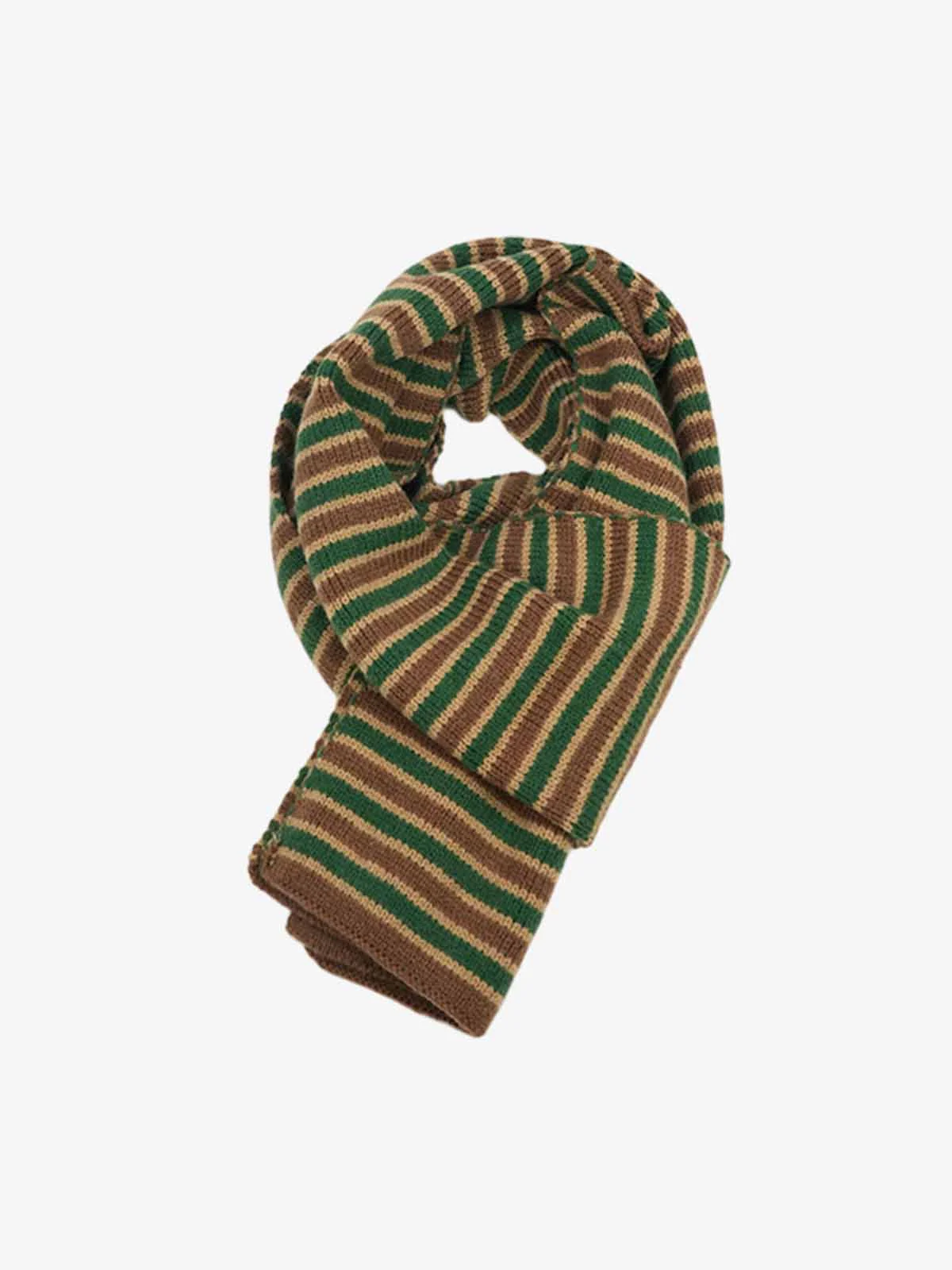Retro Multicolor Striped Knit Scarf - Image 2