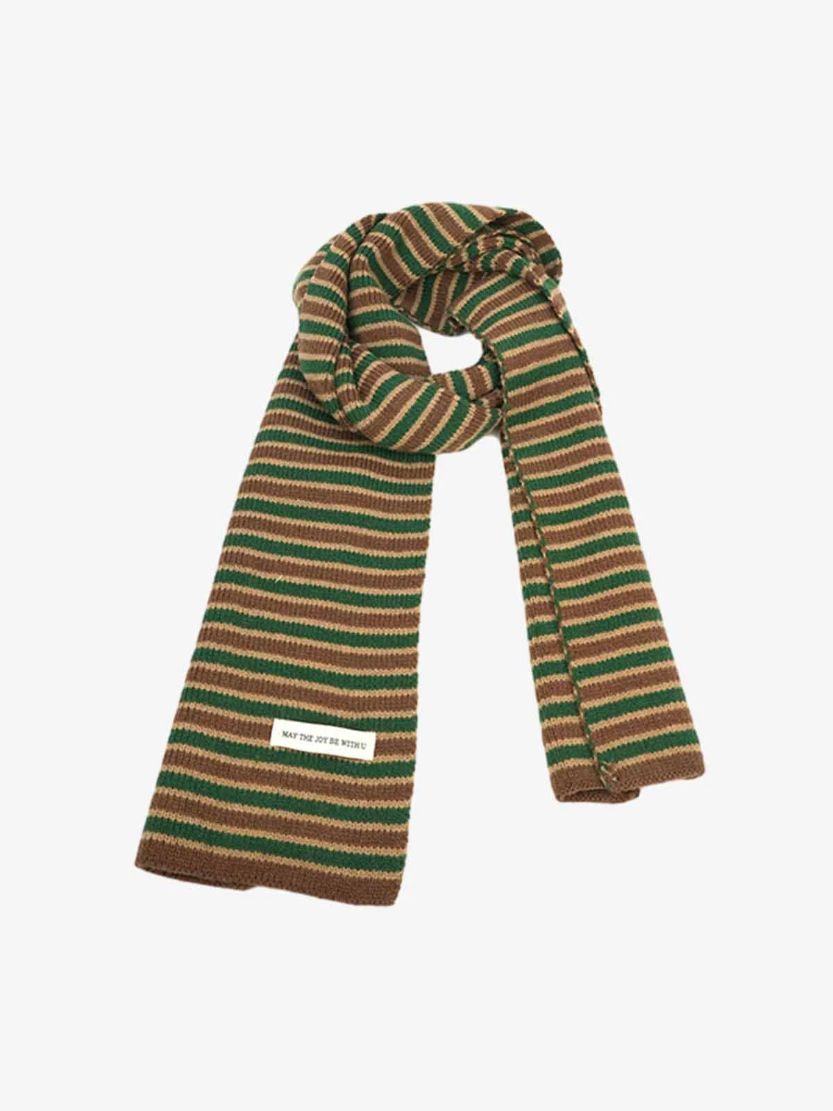 Retro Multicolor Striped Knit Scarf - Image 4