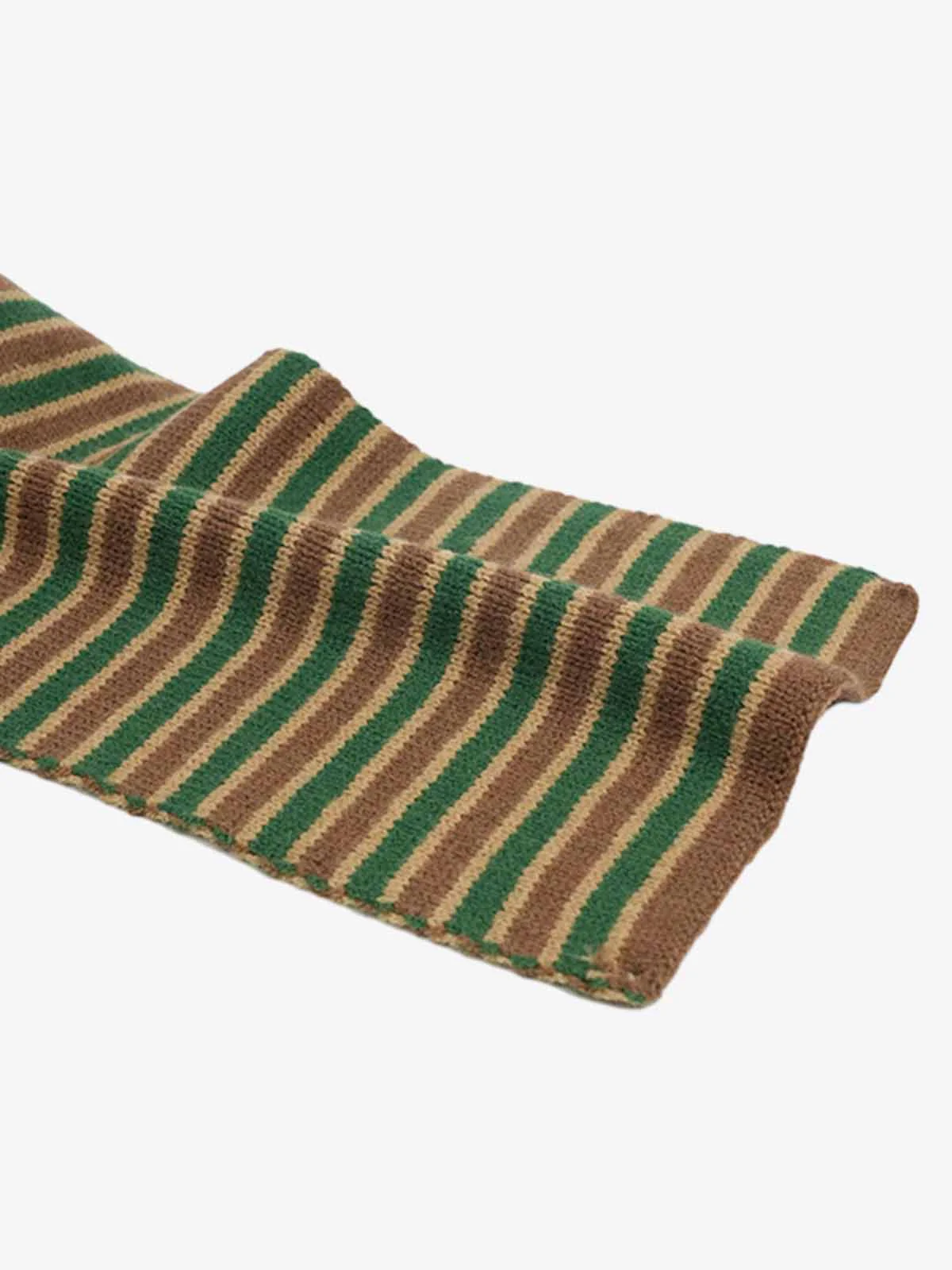 Retro Multicolor Striped Knit Scarf - Image 5