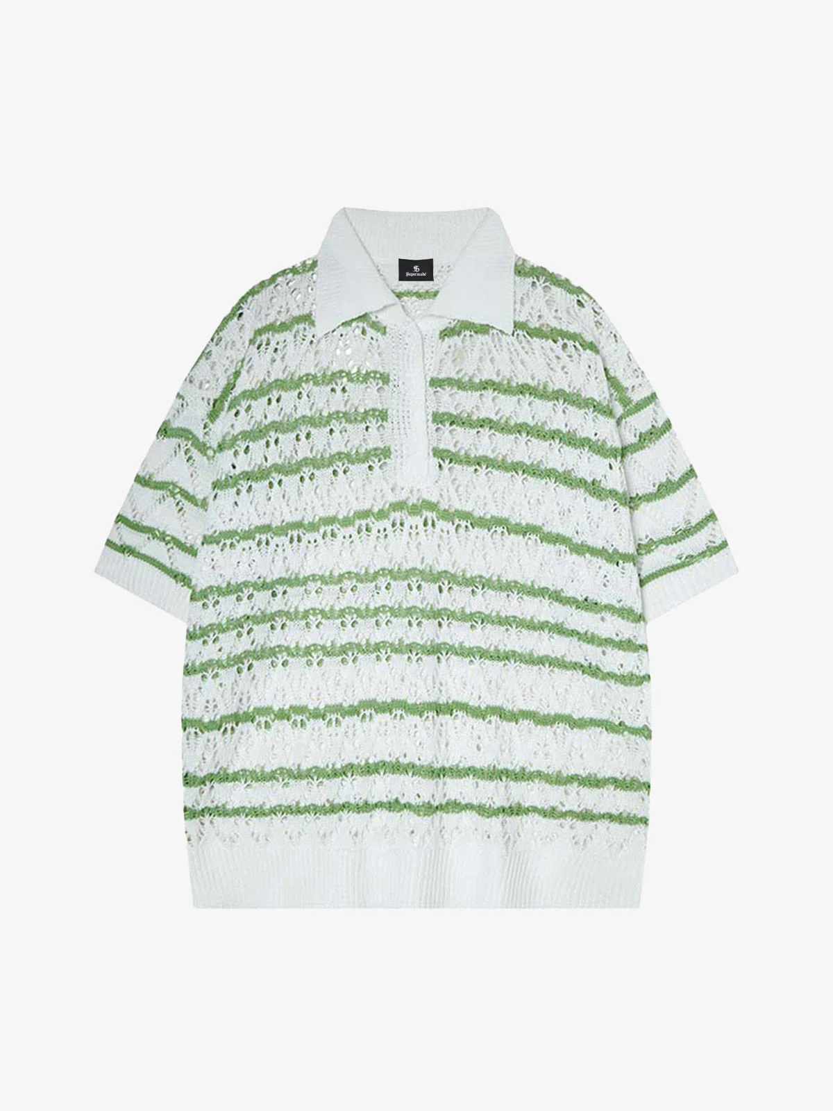Retro Open-Knit Polo Shirt - Image 2