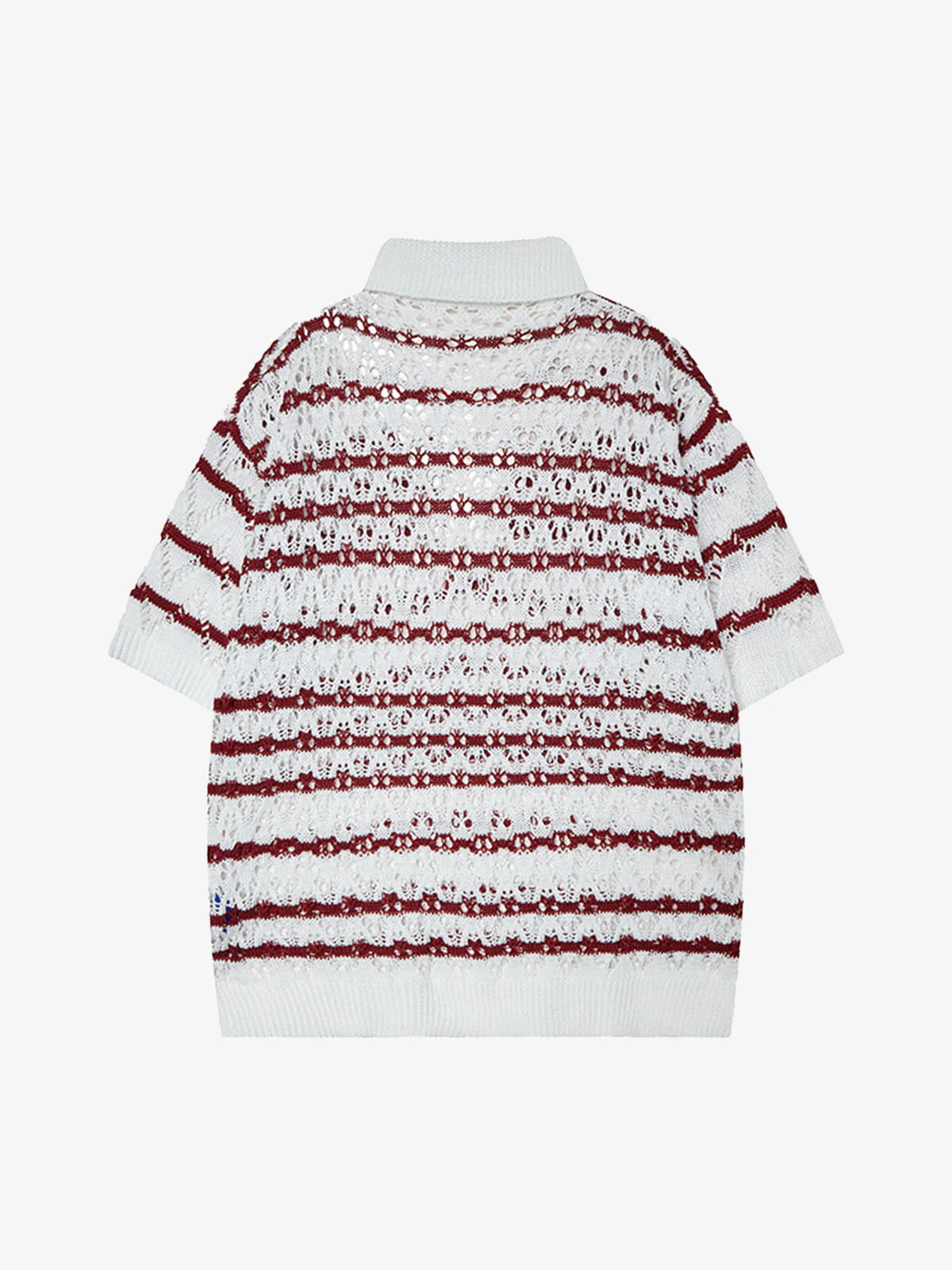 Retro Open-Knit Polo Shirt - Image 3