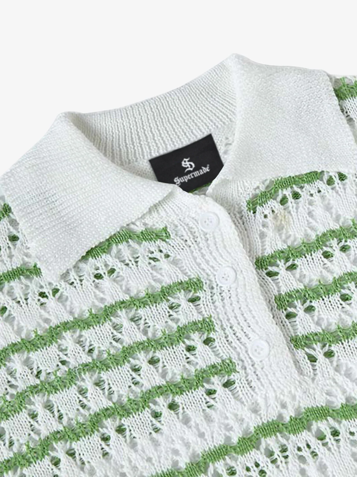 Retro Open-Knit Polo Shirt - Image 5