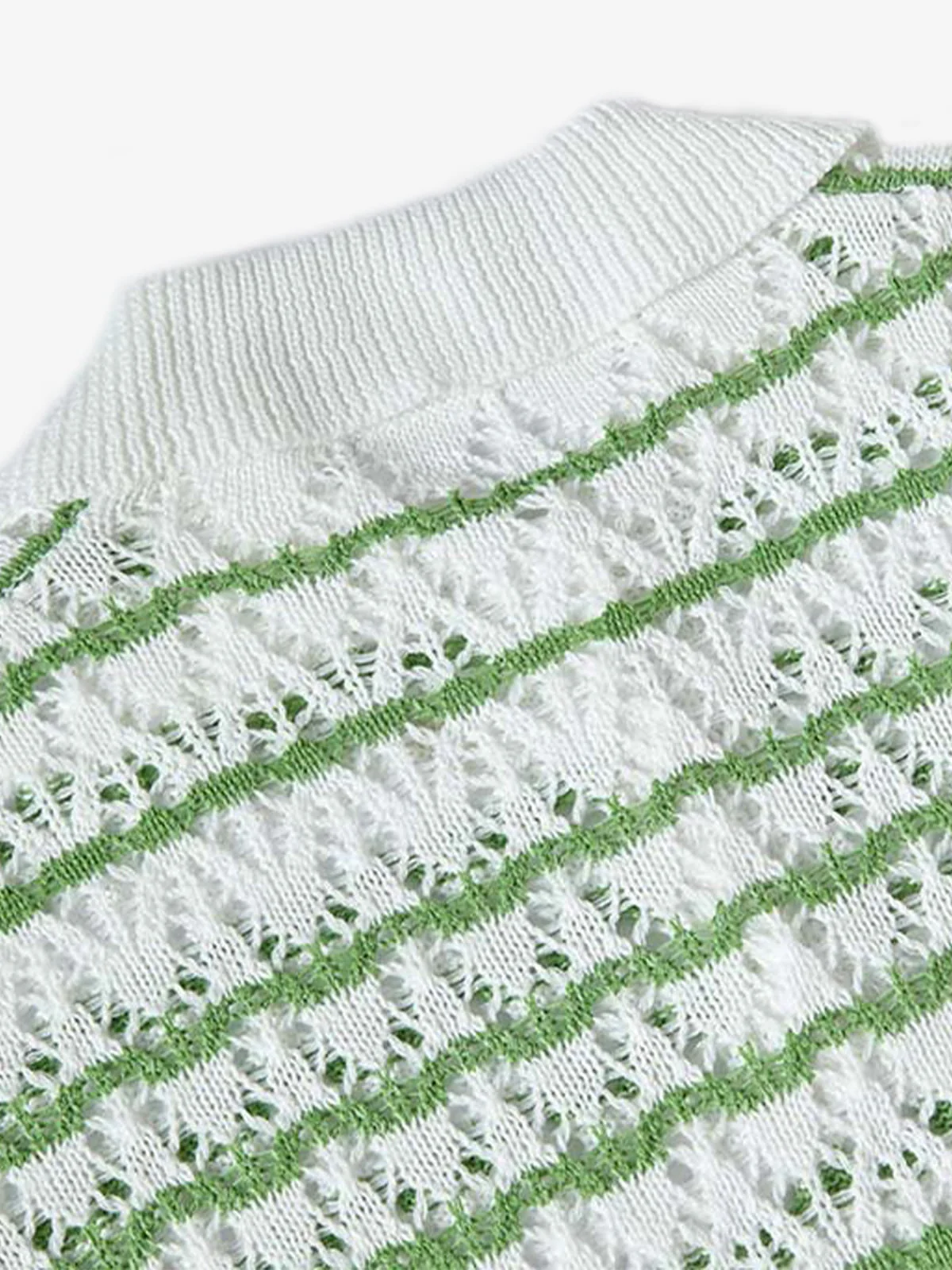 Retro Open-Knit Polo Shirt - Image 6