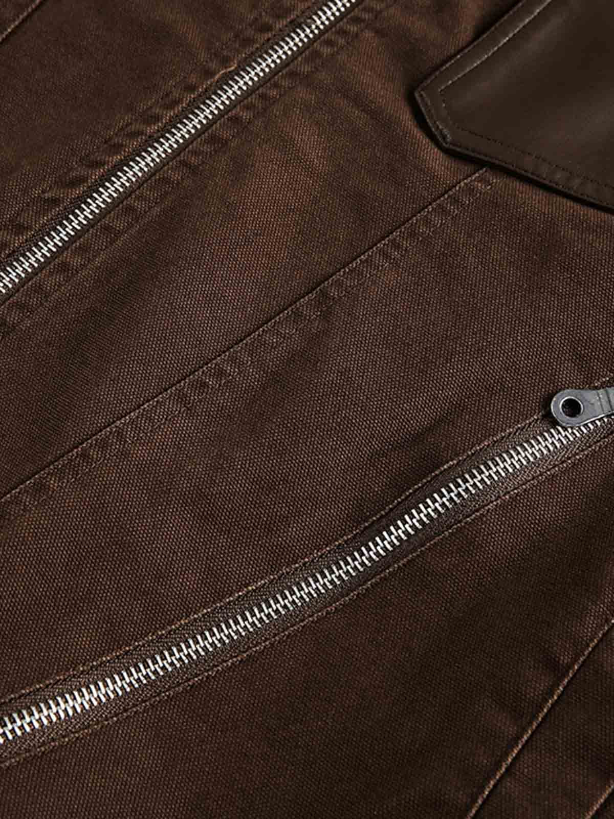 Retro Panelled Utility Multi Pocket Zip Up Bomber Jacket - Image 11