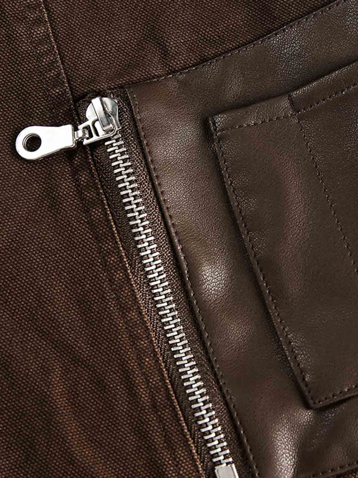 Retro Panelled Utility Multi Pocket Zip Up Bomber Jacket - Image 5