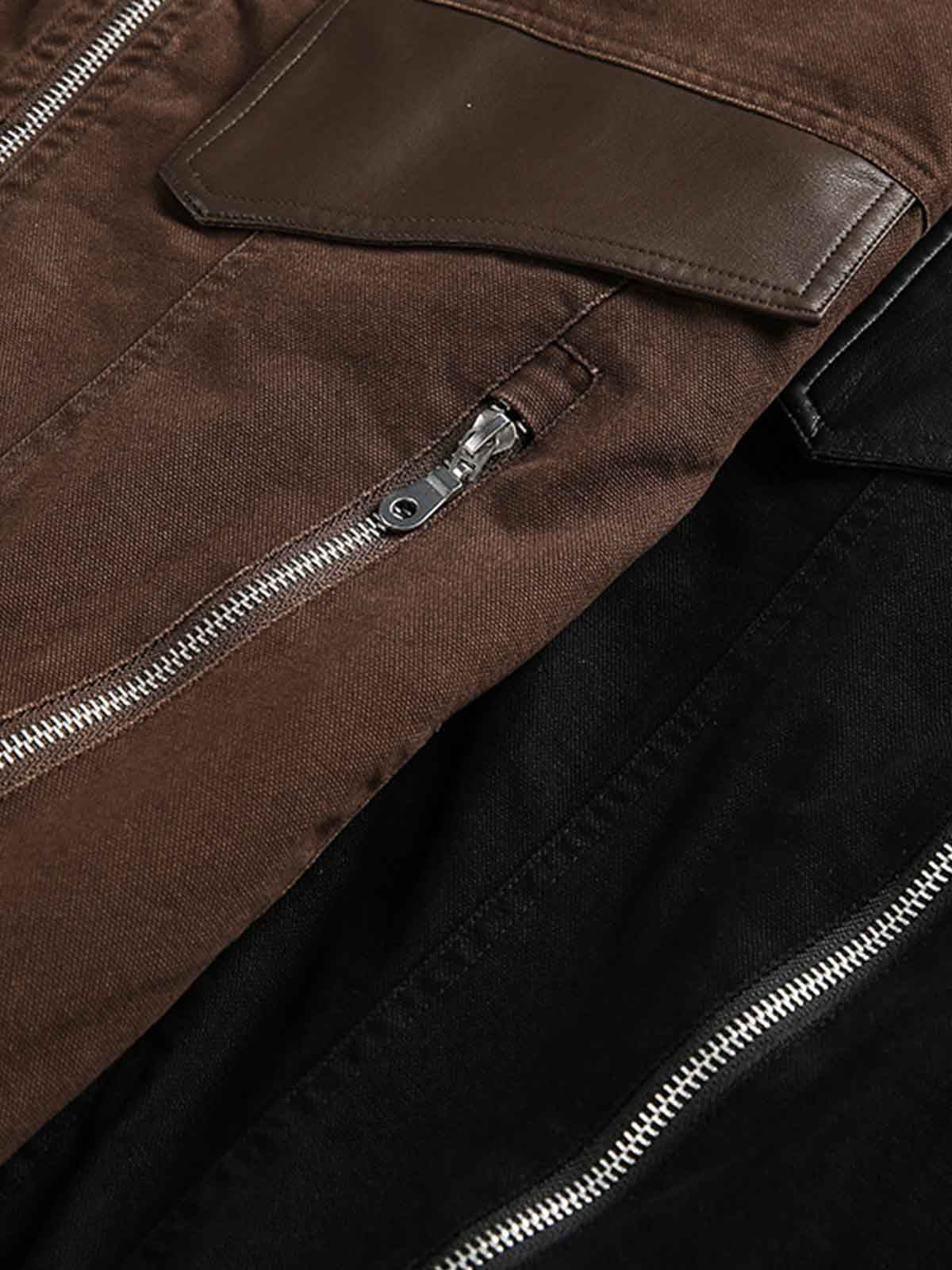 Retro Panelled Utility Multi Pocket Zip Up Bomber Jacket - Image 7