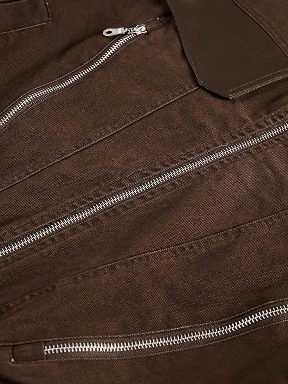 Retro Panelled Utility Multi Pocket Zip Up Bomber Jacket - Image 8