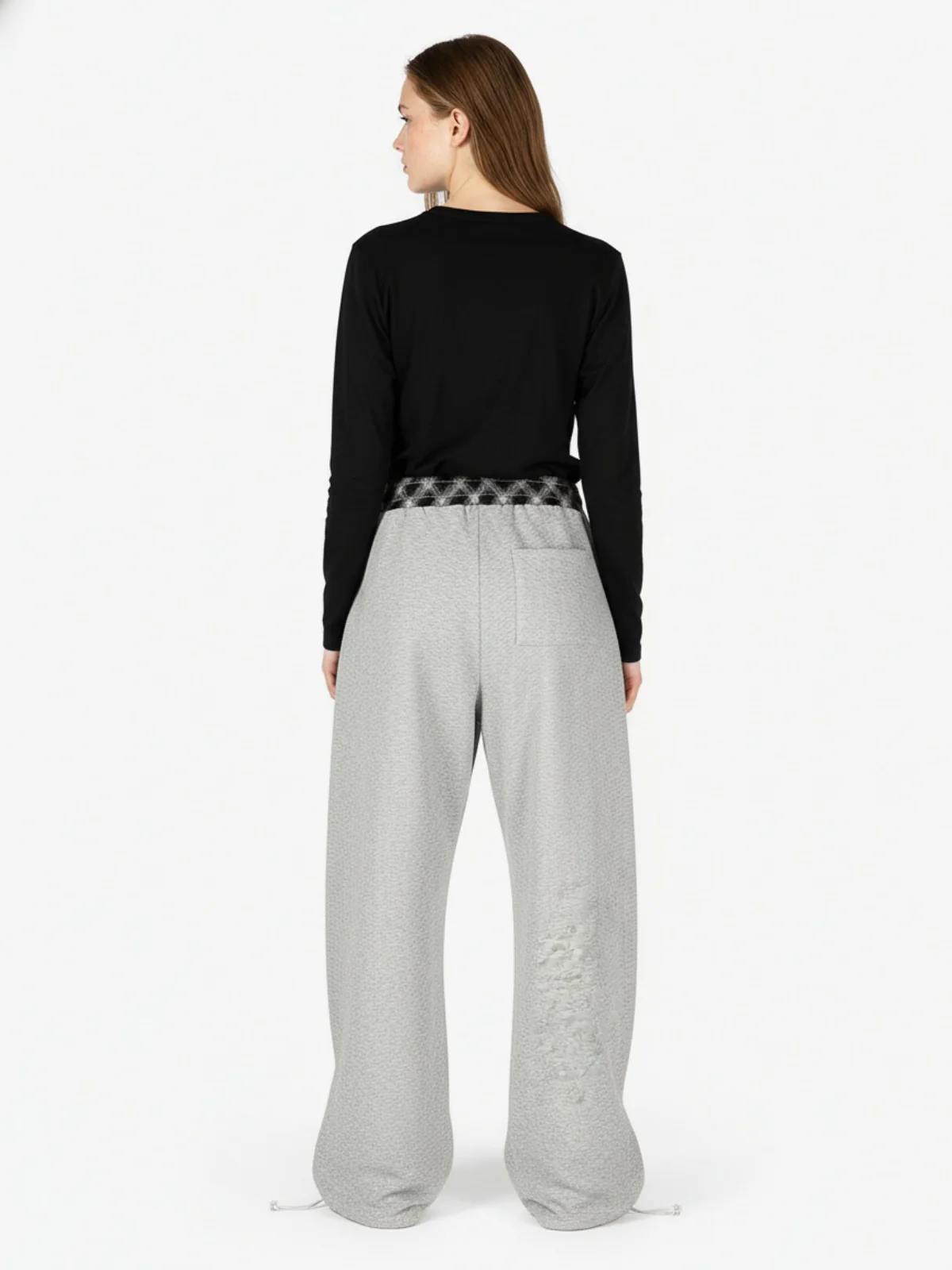 Retro Patchwork Plaid Loose Draped Wide-Leg Pants - Image 5