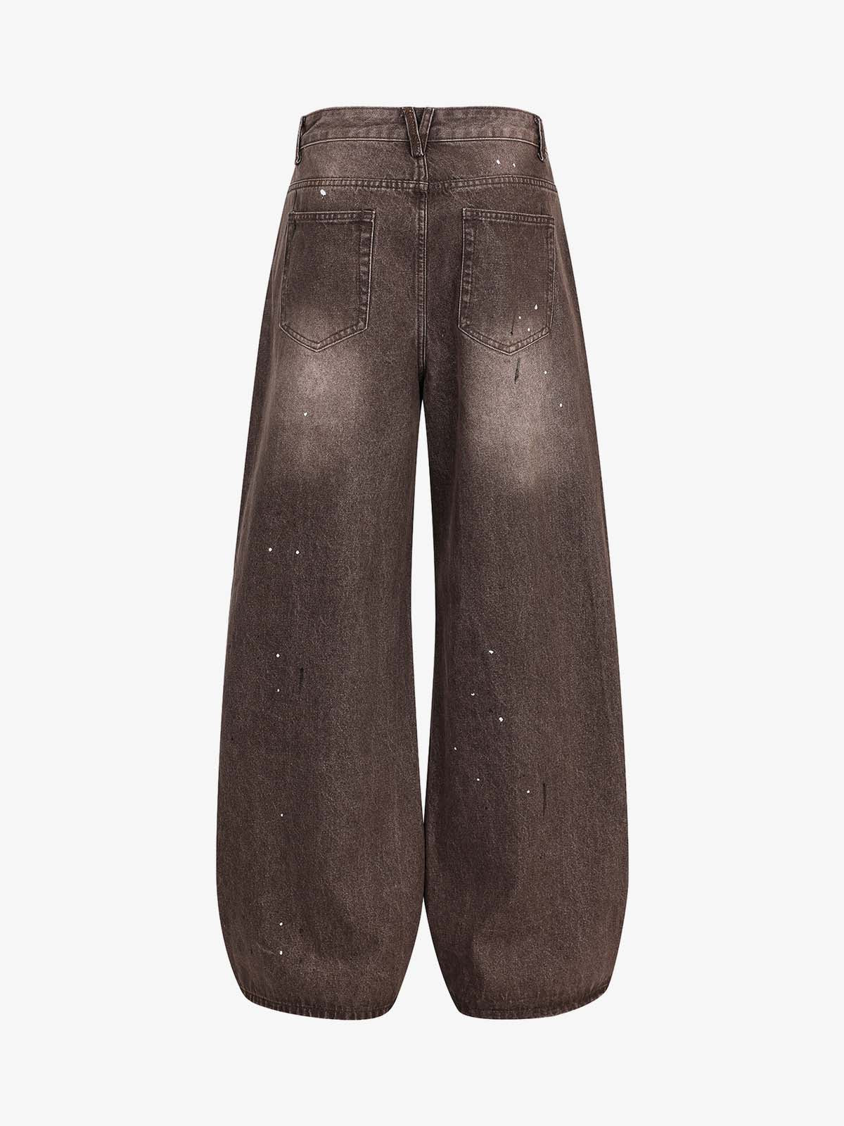 Retro Patchwork Washed Wide Leg Denim Jeans - Image 6