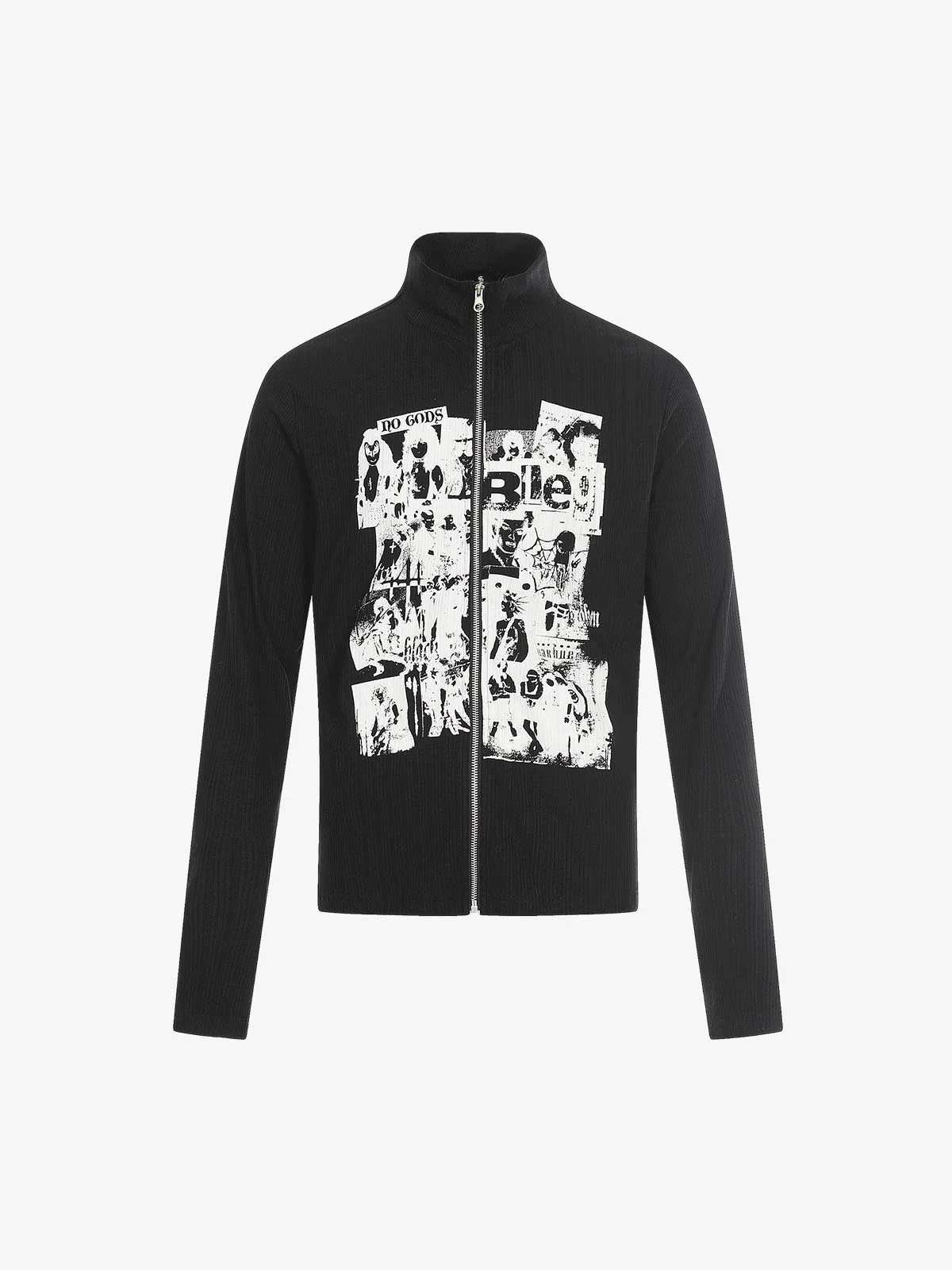 Retro Punk Print Knit Cardigan Long Sleeve Top