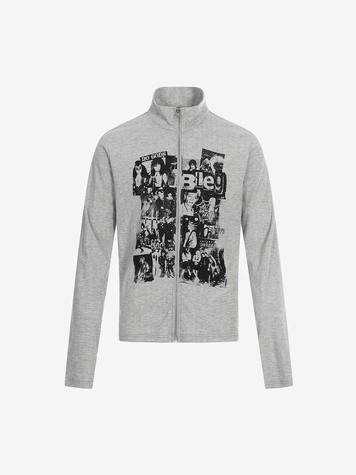 Retro Punk Print Knit Cardigan Long Sleeve Top - Image 2