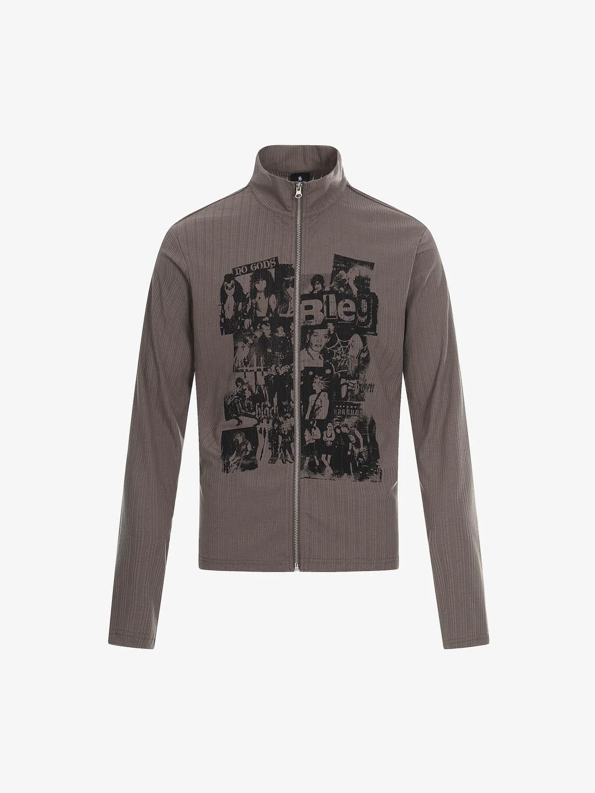 Retro Punk Print Knit Cardigan Long Sleeve Top - Image 3