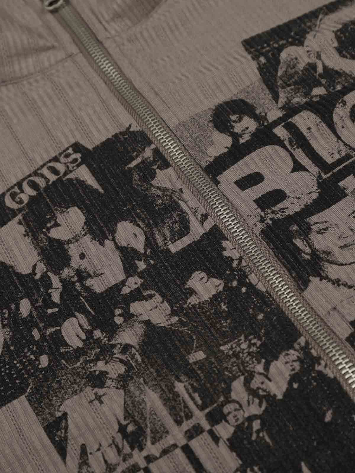 Retro Punk Print Knit Cardigan Long Sleeve Top - Image 8