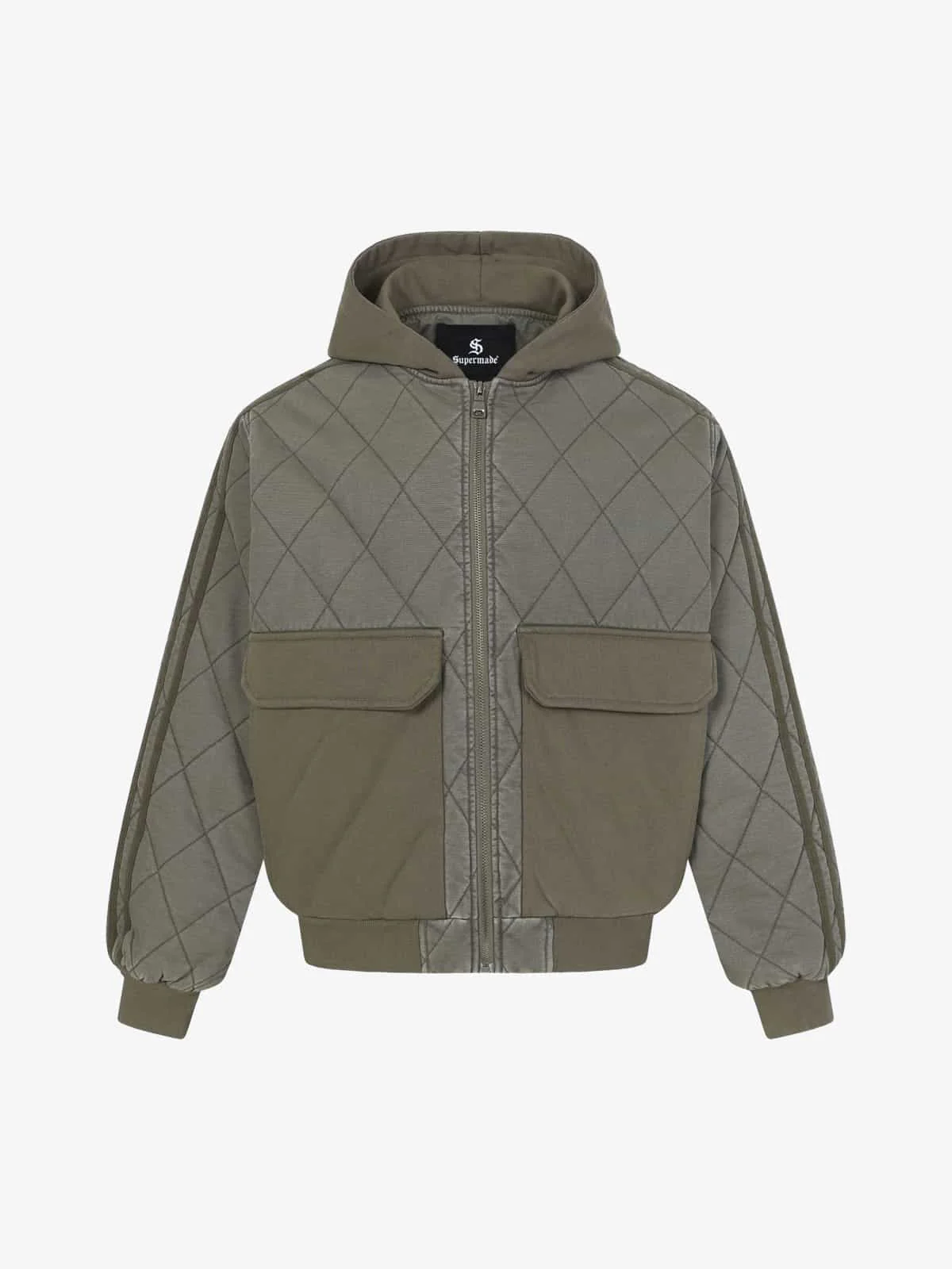 Retro Quilted Patchwork Hooded Cargo Jacket