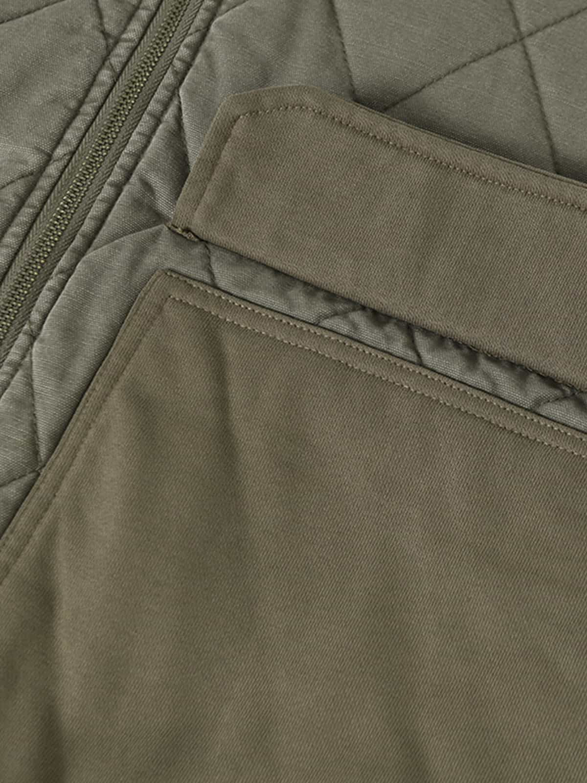 Retro Quilted Patchwork Hooded Cargo Jacket - Image 18