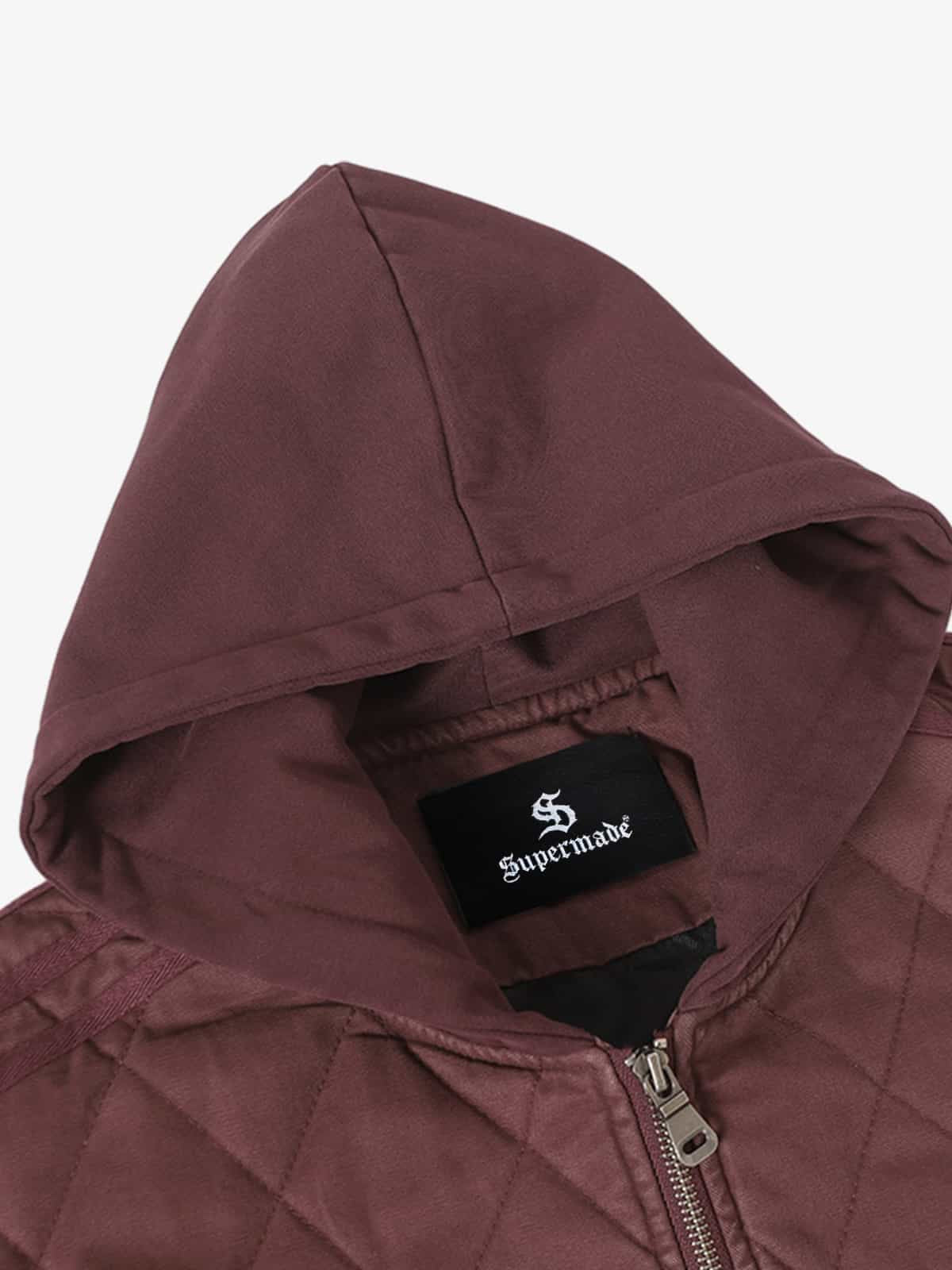 Retro Quilted Patchwork Hooded Cargo Jacket - Image 7