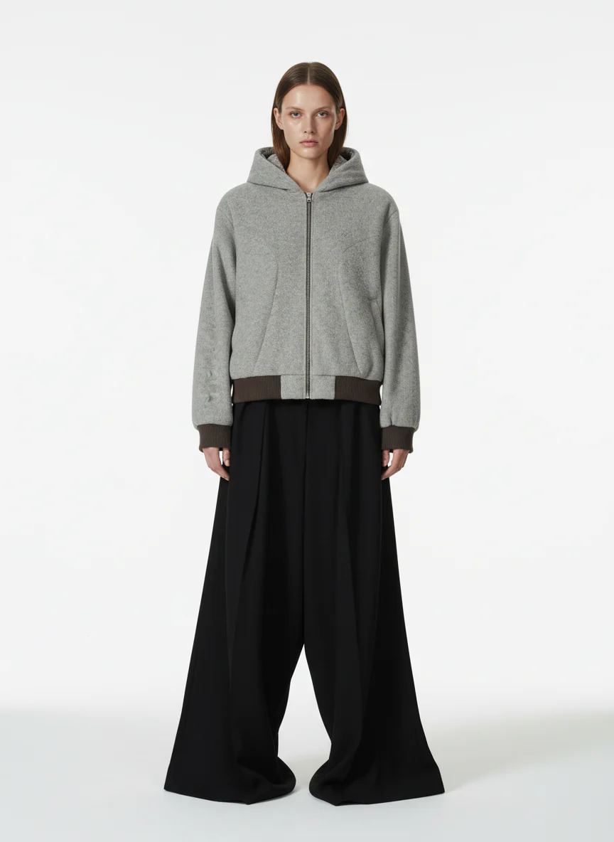Retro Reversible Fleece Lined Zip-up Hooded Jacket - Image 3