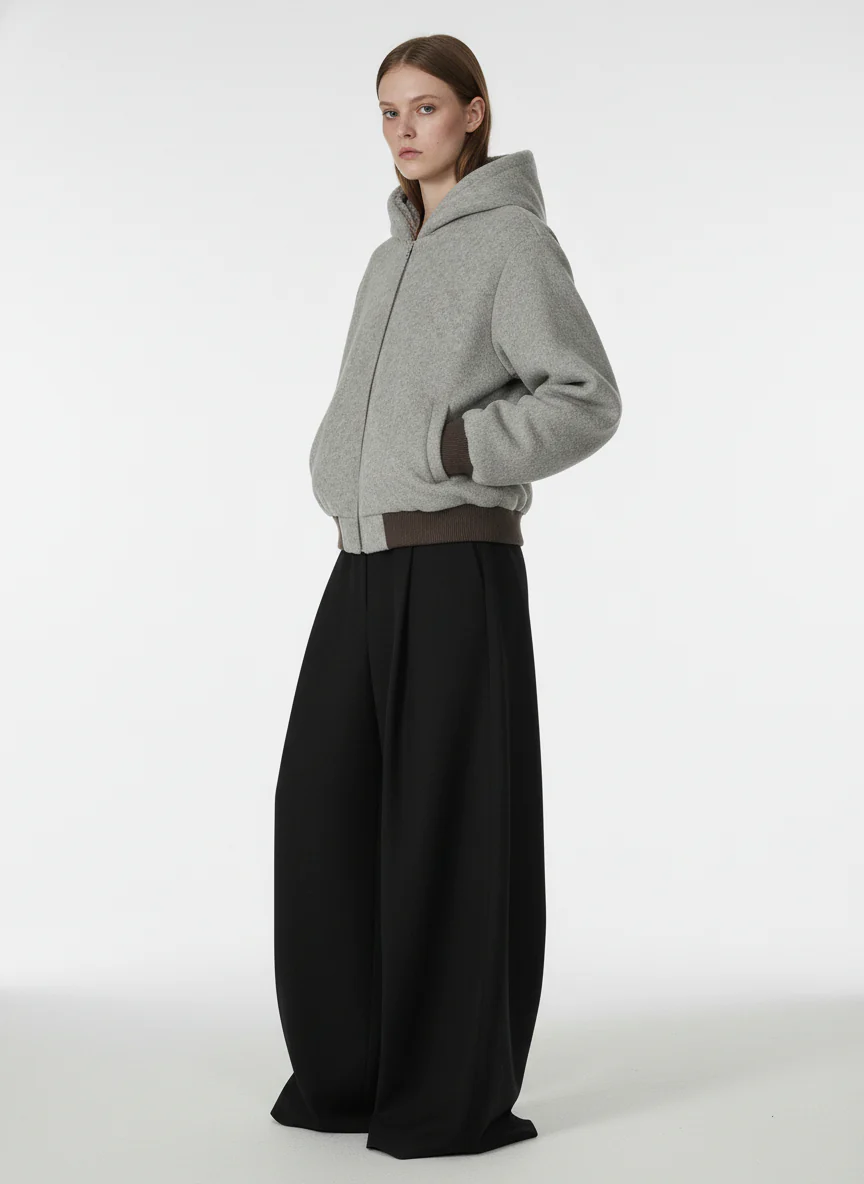 Retro Reversible Fleece Lined Zip-up Hooded Jacket - Image 5
