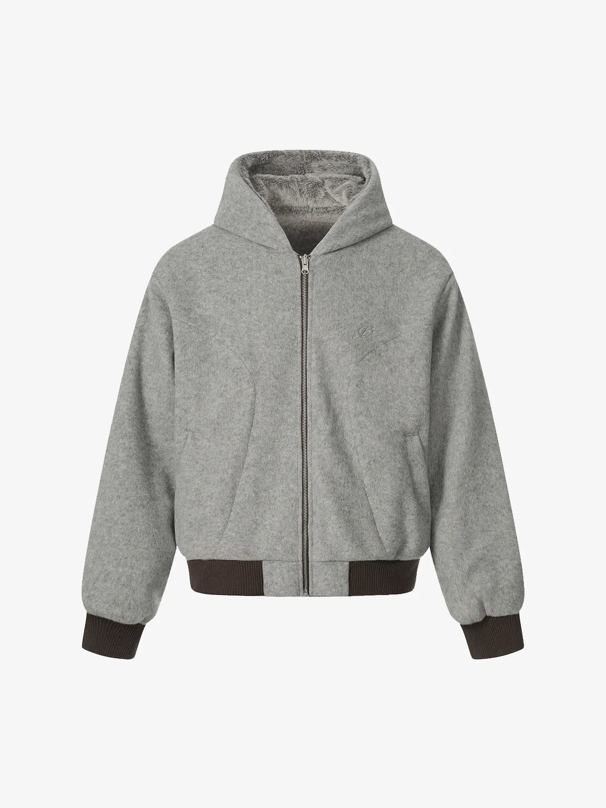 Retro Reversible Fleece Lined Zip-up Hooded Jacket - Image 6