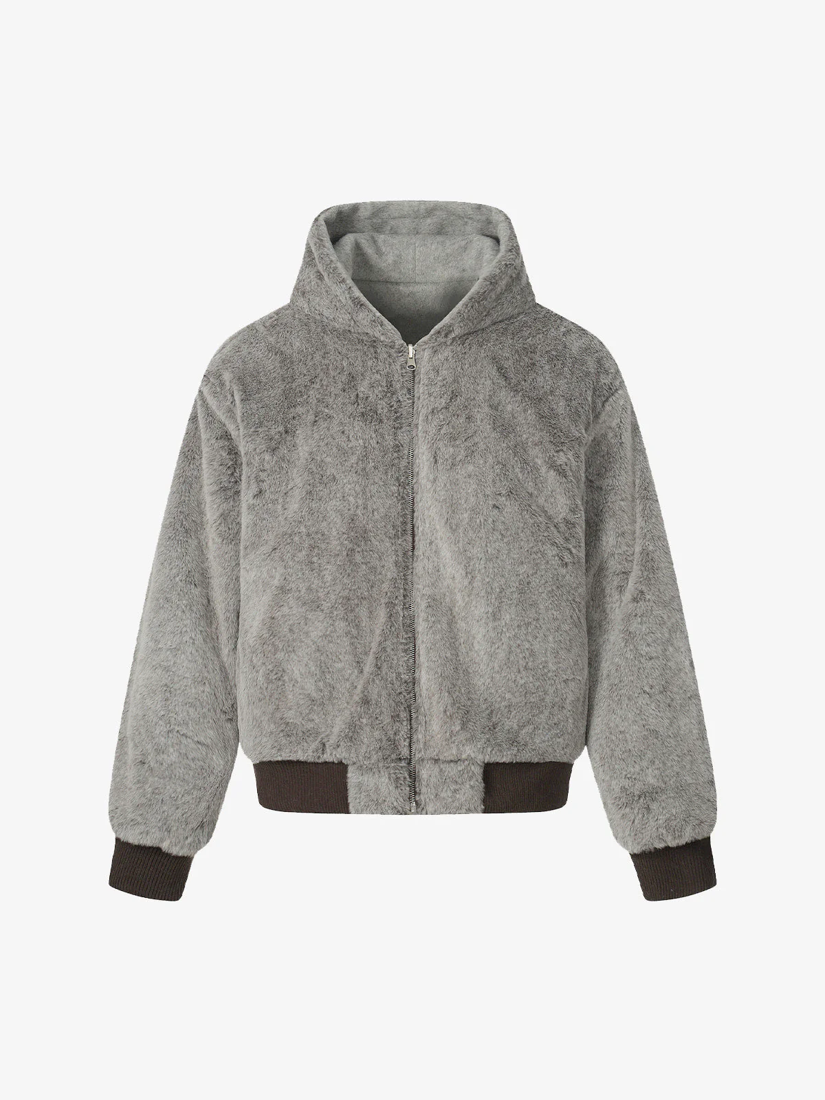 Retro Reversible Fleece Lined Zip-up Hooded Jacket - Image 9