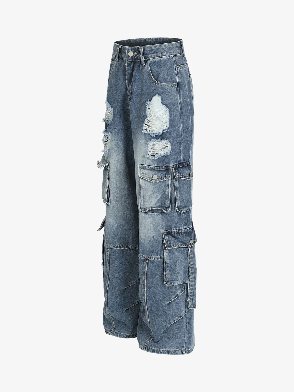 Retro Ripped Cargo Jeans - Image 2