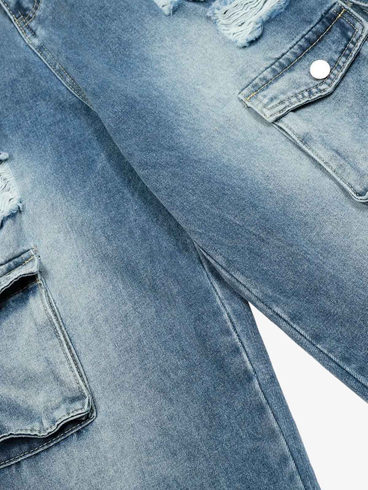 Retro Ripped Cargo Jeans - Image 5