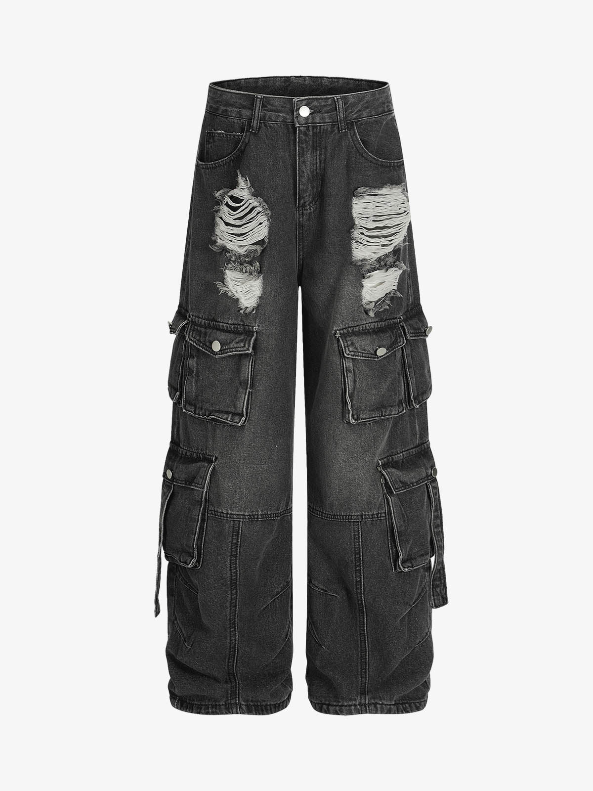Retro Ripped Cargo Jeans - Image 8