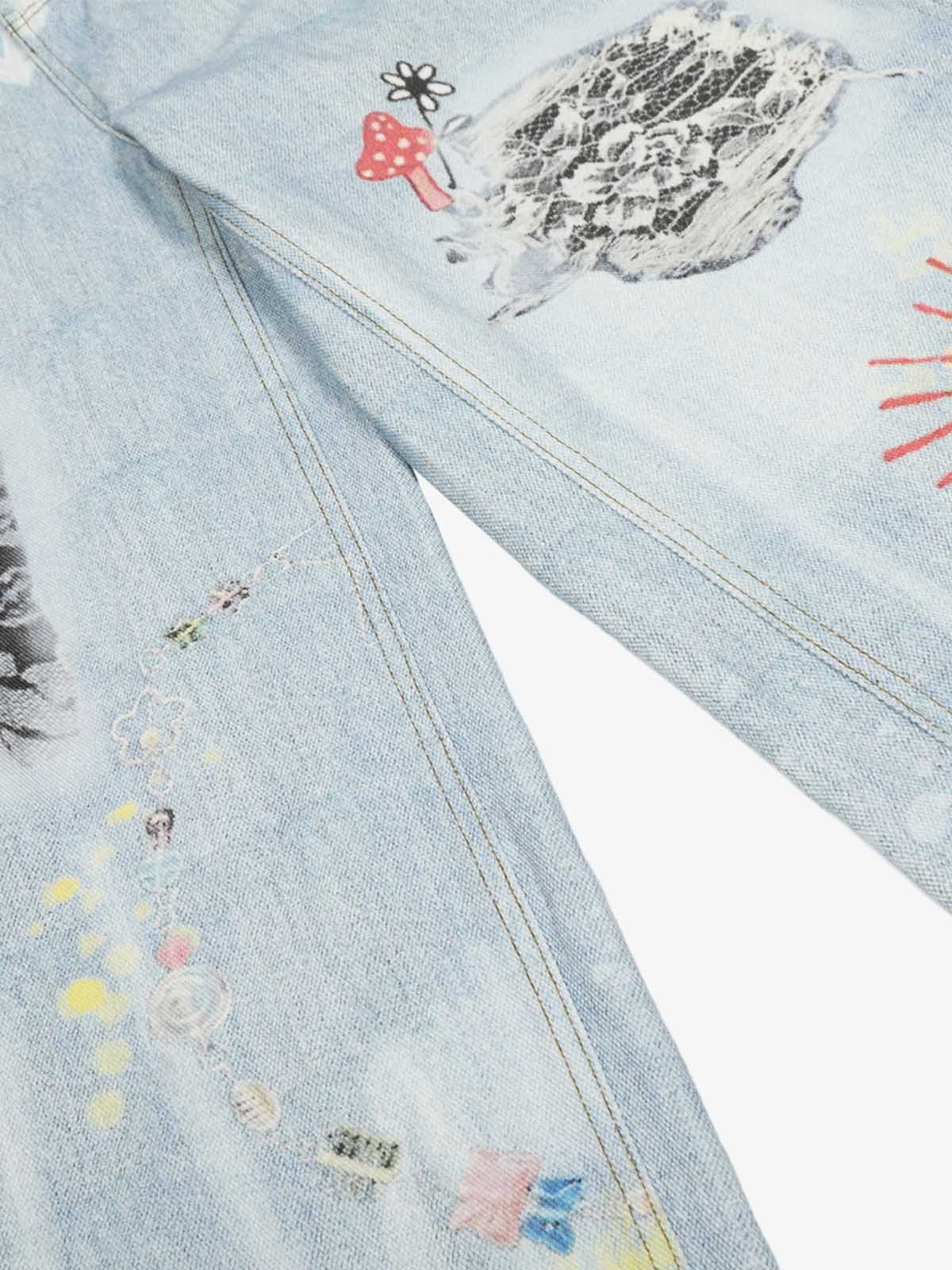 Retro Spray Graffiti Fun Straight Jeans - 2448 - Image 8